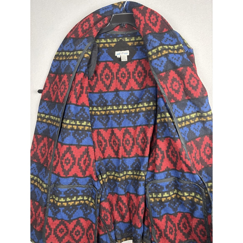Vintage Chaus Cardigan Coat Womens 3X Wool Blend Wrap Belted Aztec Geometric 90s - Picture 5 of 15